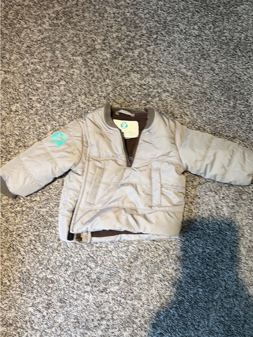 Buckle Beige Kids Puffer Pullover Jacket